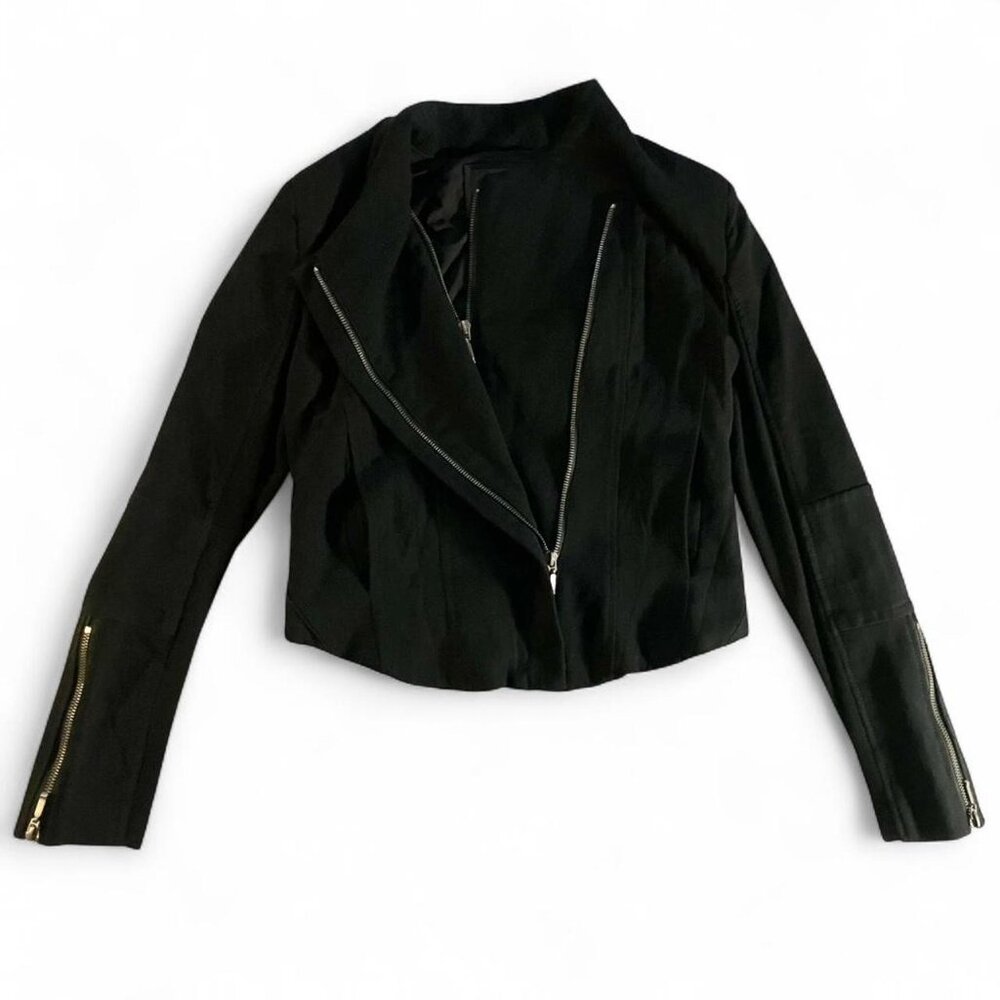 Blank NYC Moto Cotton Double Zipper Mesh Black Jacket